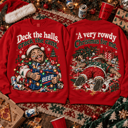 Post Malone Rowdy Christmas Party 3D Shirt For Music Lovers NNK - Sweatshirt White