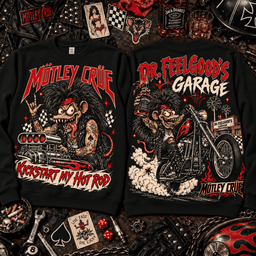 Rat Fink x Mötley Crüe – Kickstart My Hot Rod Glam Metal Graphic T-Shirt NNK - Sweatshirt Black