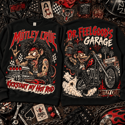 Rat Fink x Mötley Crüe – Kickstart My Hot Rod Glam Metal Graphic T-Shirt NNK - Sweatshirt Cream