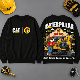 Buc-ee's Caterpillar Built Tough Road Trip 3D T-Shirt For Heavy Equipment Fans NDN - Sweatshirt Black