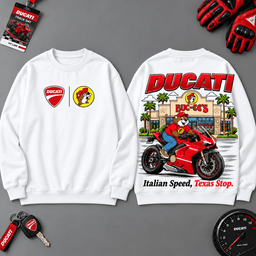 Buc-ee's Ducati Italian Speed Texas Stops 3D T-Shirt For Motorcycle Fans NDN - Sweatshirt White
