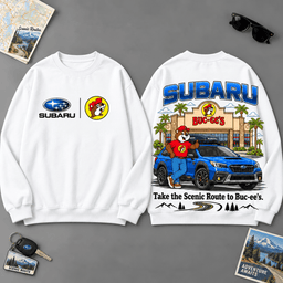 Buc-ee's Subaru Scenic Route Road Trip 3D T-Shirt For Adventure Car Fans NDN - Sweatshirt White