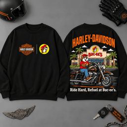 Buc-ee's Harley-Davidson Ride Hard Road Trip 3D T-Shirt For Motorcycle Fans NDN - Sweatshirt Black