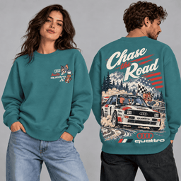 Tom and Jerry x Audi Quattro Chase the Road Rally 3D Shirt PTH - Sweatshirt Muted Teal