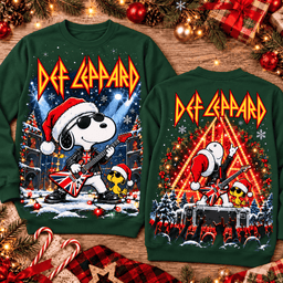 Def Leppard Snoopy Guitar And Holiday Concert Christmas 3D Shirt NTH1 - Sweatshirt Forest Green