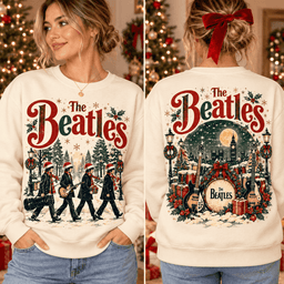 The Beatles Christmas Abbey Road Graphic 3D Shirt NTH1 - Sweatshirt Ivory