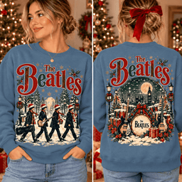 The Beatles Christmas Abbey Road Graphic 3D Shirt NTH1 - Sweatshirt Steel Blue