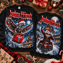 Judas Priest Santa Rider And Metal Eagle Christmas 3D Shirt NTH1 - Sweatshirt Black