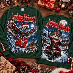 Judas Priest Santa Rider And Metal Eagle Christmas 3D Shirt NTH1 - Sweatshirt Forest Green