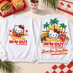 IN-N-OUT Hello Kitty Sunset Burger T-Shirt For Sweet Sips And Sunny Bites NDN - Sweatshirt White