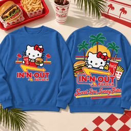 IN-N-OUT Hello Kitty Sunset Burger T-Shirt For Sweet Sips And Sunny Bites NDN - Sweatshirt Denim Blue