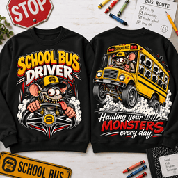 Rat Fink School Bus Driver Little Monsters 3D Shirt For Bus Driver Lovers NNK - Sweatshirt Black