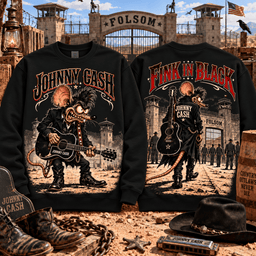 Rat Fink Johnny Cash Fink In Black 3D Shirt for Country Rock Lovers NNK - Sweatshirt Cream