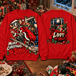 Rat Fink Merry Christmas Ya Jerks 3D Shirt For Rat Fink Lovers NNK - Sweatshirt Cream