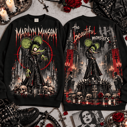Marilyn Manson Rat Fink Beautiful Monsters – Gothic Rock 3D Shirt Fans NNK - Sweatshirt Cream