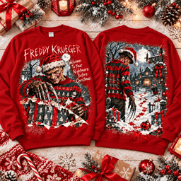A Nightmare On Elm Street Freddy Krueger Twisted Christmas 3D Shirt For Horror Lovers NNK - Sweatshirt Red