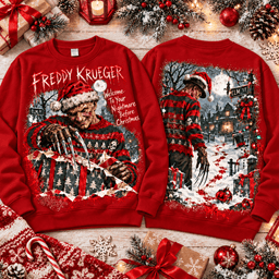 A Nightmare On Elm Street Freddy Krueger Twisted Christmas 3D Shirt For Horror Lovers NNK - Sweatshirt Black