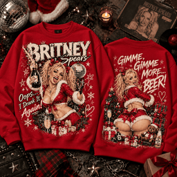 Britney Spears Gimme Gimme More Beer Christmas 3D Shirt For Pop Music Lovers NNK - Sweatshirt White