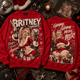 Britney Spears Gimme Gimme More Beer Christmas 3D Shirt For Pop Music Lovers NNK - Sweatshirt Red