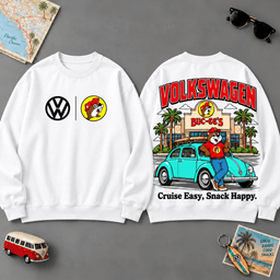 Buc-ee's Volkswagen Easy Cruise Road Trip 3D T-Shirt For Classic Car Fans NDN - Sweatshirt White