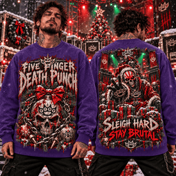 Five Finger Death Punch Christmas Heavy Metal Skull Santa Sleigh Hard Stay Brutal 3D Shirt NHH - Sweatshirt Royal Purple