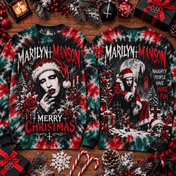 Marilyn Manson Christmas Portrait 3D Shirt for Dark Rock Holiday Fans NTH1 - Sweatshirt Multicolor