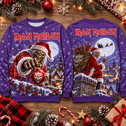 Iron Maiden Santa Eddie And Moonlit Winter Town 3D Shirt NTH1 - Sweatshirt Royal Purple