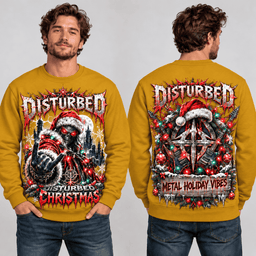 Disturbed Christmas Monster Artwork 3D Shirt for Dark Rock Holiday Fans NTH1 - Sweatshirt Golden Mustard