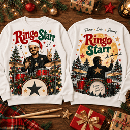 Ringo Starr Christmas Drummer Peace Love 3D Shirt NTH1 - Sweatshirt Ivory