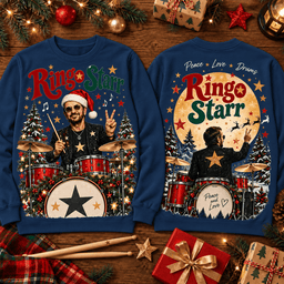 Ringo Starr Christmas Drummer Peace Love 3D Shirt NTH1 - Sweatshirt Navy