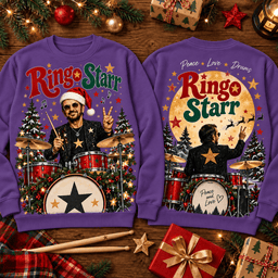 Ringo Starr Christmas Drummer Peace Love 3D Shirt NTH1 - Sweatshirt Royal Purple