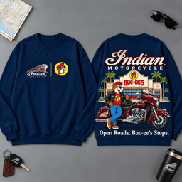 Buc-ee's Indian Open Roads Buc-ee's Stops 3D T-Shirt For Motorcycle Adventure Riders NDN - Sweatshirt Navy