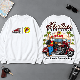 Buc-ee's Indian Open Roads Buc-ee's Stops 3D T-Shirt For Motorcycle Adventure Riders NDN - Sweatshirt White
