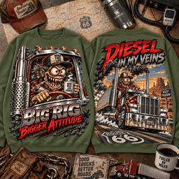 Rat Fink Big Rig Diesel Rebel 3D Shirt For Trucker Lovers NNK - Sweatshirt Black