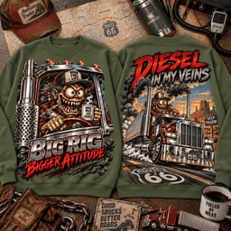 Rat Fink Big Rig Diesel Rebel 3D Shirt For Trucker Lovers NNK - Sweatshirt Cream