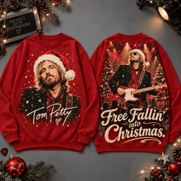 Tom Petty Free Fallin' into Christmas All-Over Print T-Shirt for Holiday Music Fans NDN - Sweatshirt Black