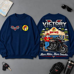 Buc-ee's Victory More Miles More Snacks 3D T-Shirt For Motorcycle Adventure Riders NDN - Sweatshirt Navy