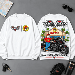 Buc-ee's Victory More Miles More Snacks 3D T-Shirt For Motorcycle Adventure Riders NDN - Sweatshirt White