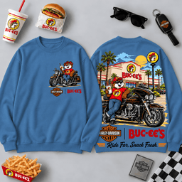 Buc-ee's Harley-Davidson Black Motorcycle Beaver 3D Shirt For Riders Taking The Scenic Snack Route NDN - Sweatshirt Steel Blue