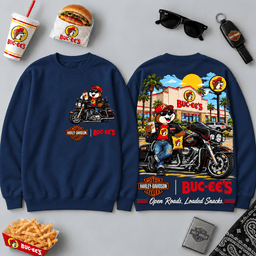 Buc-ee's Harley-Davidson Touring Motorcycle Beaver 3D Shirt For Open Roads And Loaded Snacks NDN - Sweatshirt Navy