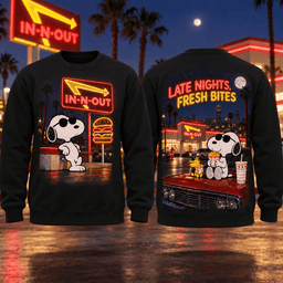 IN-N-OUT Snoopy Neon Restaurant T-Shirt For Late Nights And Fresh Bites Under The Palms NDN - Sweatshirt Black