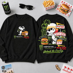 IN-N-OUT Snoopy Monster Energy Green Palm T-Shirt For Fans Ready To Unleash The Craving NDN - Sweatshirt Black