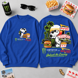 IN-N-OUT Snoopy Monster Energy Green Palm T-Shirt For Fans Ready To Unleash The Craving NDN - Sweatshirt Cobalt Blue