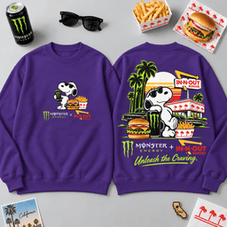 IN-N-OUT Snoopy Monster Energy Green Palm T-Shirt For Fans Ready To Unleash The Craving NDN - Sweatshirt Royal Purple