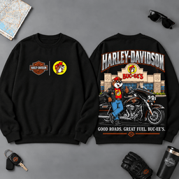 Buc-ee's Harley-Davidson Good Roads Great Fuel Buc-ee's 3D T-Shirt For Motorcycle Adventure Riders NDN - Sweatshirt Black