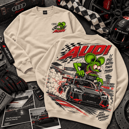 Audi Rat Fink Quattro Race Car 3D Shirt for Performance Fans NTH1 - Sweatshirt Cream