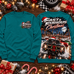 Fast and Furious Christmas Cars 3D Shirt for Action Movie Fans NTH1 - Sweatshirt Deep Teal