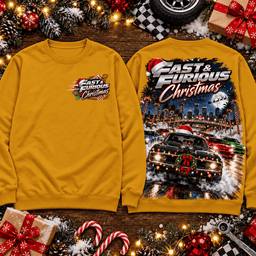 Fast and Furious Christmas Cars 3D Shirt for Action Movie Fans NTH1 - Sweatshirt Goldenrod