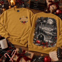 Twilight Vampire Christmas Forest 3D Shirt for Fantasy Romance Movie Fans NTH1 - Sweatshirt Antique Gold