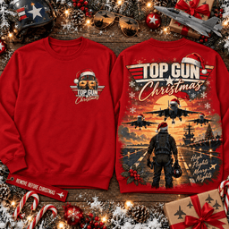 Top Gun Christmas Fighter Jet 3D Shirt for Action Movie Fans NTH1 - Sweatshirt Red